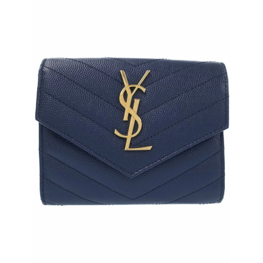 SAINT LAURENT Paris YSL Monogram Compact Threefold Wallet Tri fold Short